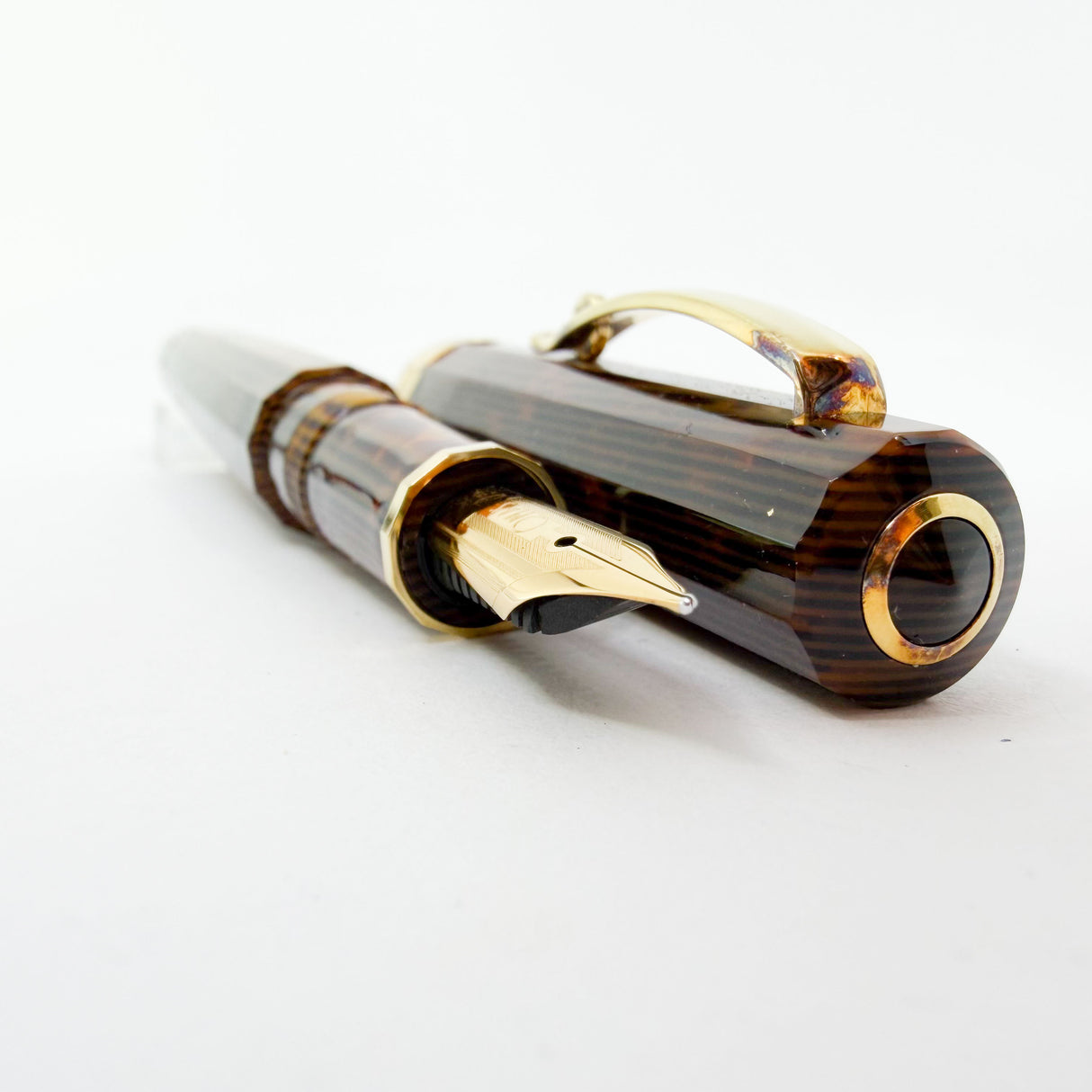 OMAS Arte Italiana Exquisite Arco Bronze Celluloid Full Sized Paragon Milord Fountain Pen (Circa 2010) - Flexible Fine 18kt Gold Nib