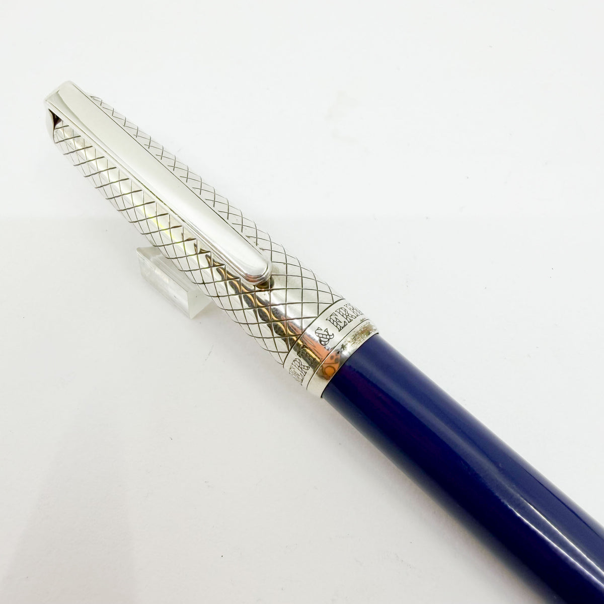 Bossert & Erhard Sterling Silver/Blue Enamel Fountain Pen - Medium 18kt Gold Nib