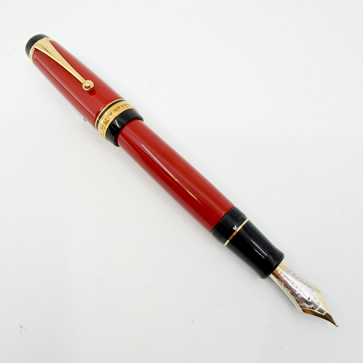 Pilot Namiki Custom 845 Vermillion Urushi Fountain Pen - Broad 18kt Gold Nib