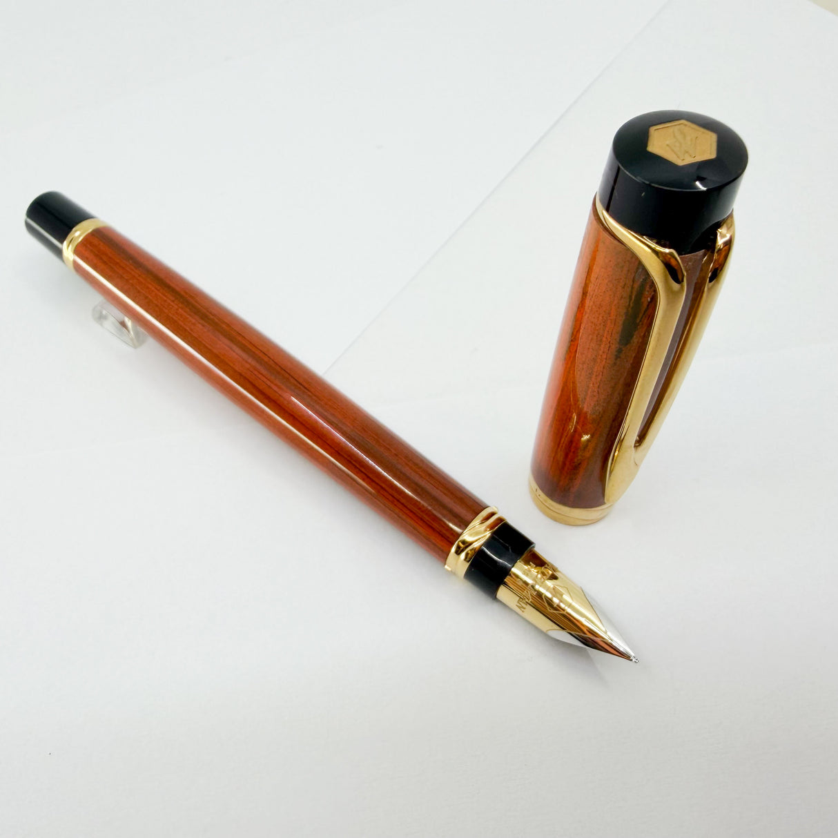 Waterman Liaison Black/Orange Woodgrain Ebonite Fountain Pen - Medium 18kt Gold Nib