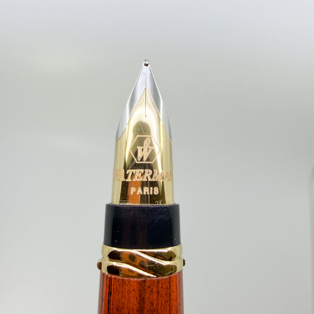 Waterman Liaison Black/Orange Woodgrain Ebonite Fountain Pen - Medium 18kt Gold Nib