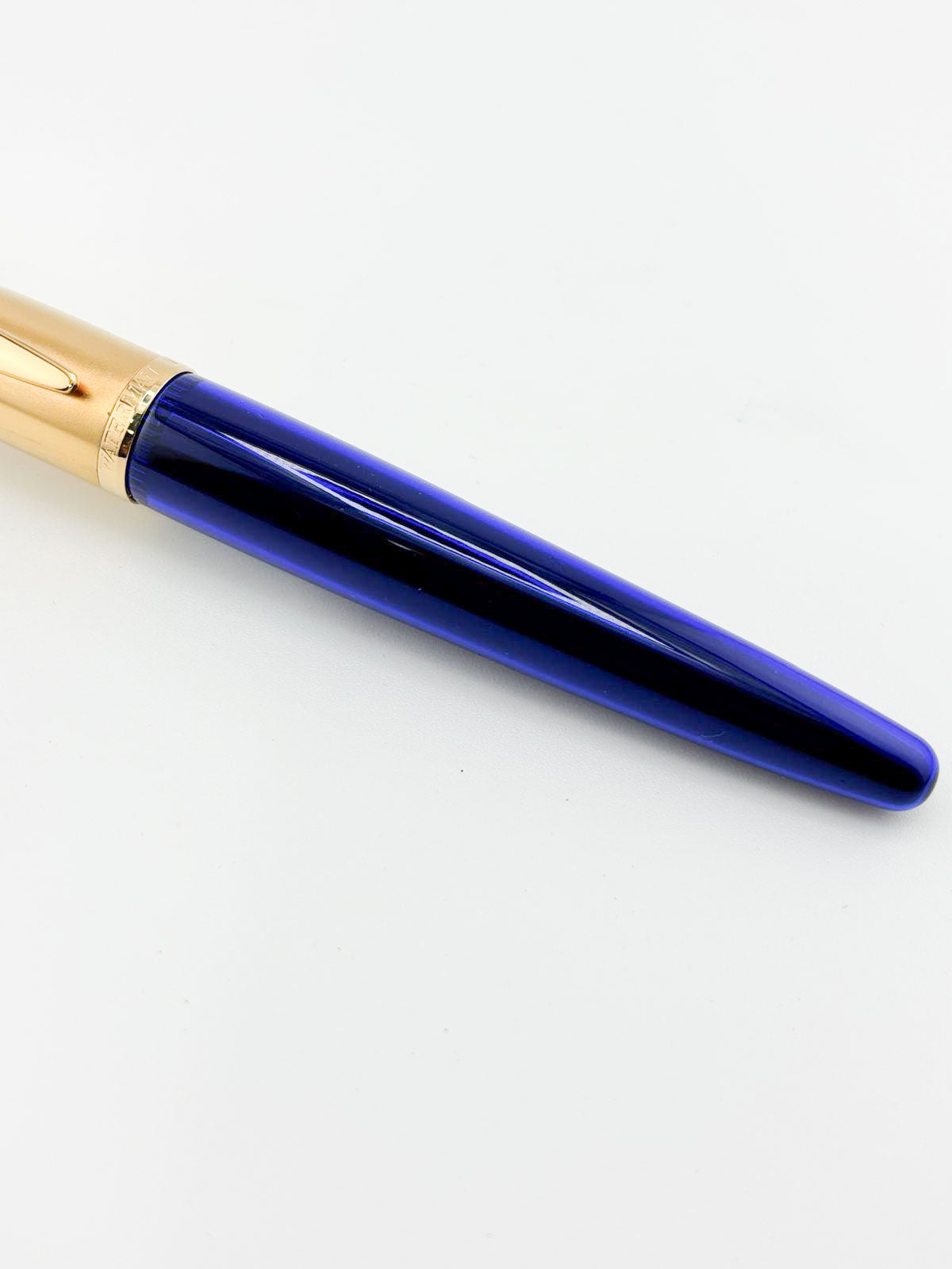 Waterman Edson Blue Translucent Fountain Pen - Medium 18kt Gold Nib - Rarely Found in this Mint Condition Any Longer!