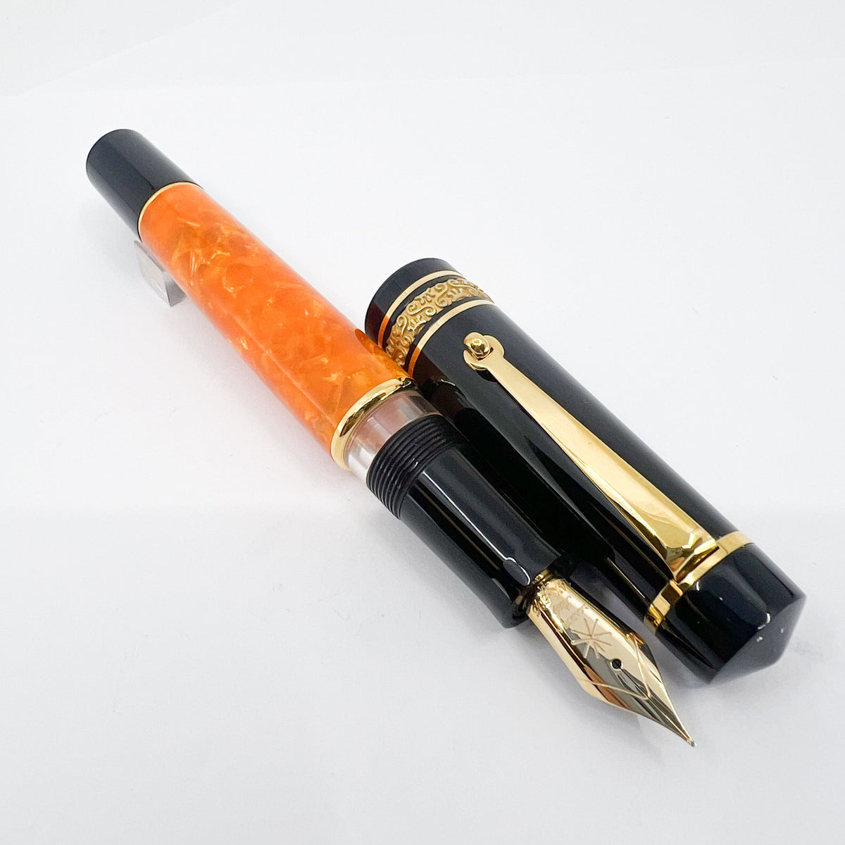 Maiora Mytho K Origine (Orange & Black) Fountain Pen - Medium 14kt Gold Nib