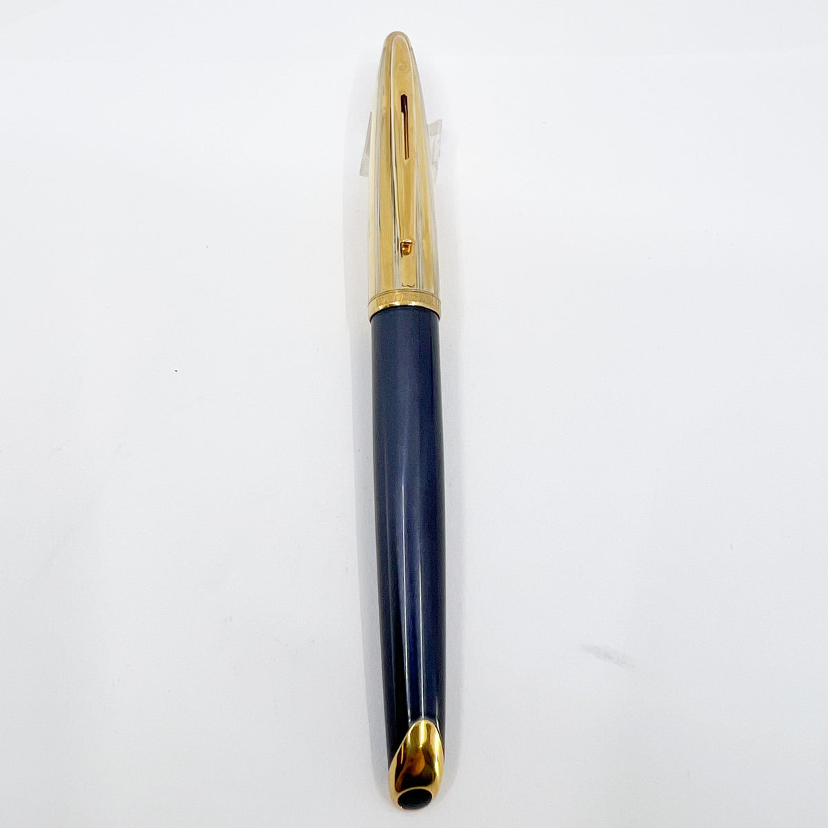 Waterman Carene Deluxe 2-Tone Gold-Plated Cap/Prussian Blue Lacquer Barrel Fountain Pen - Fine 18kt Gold Nib