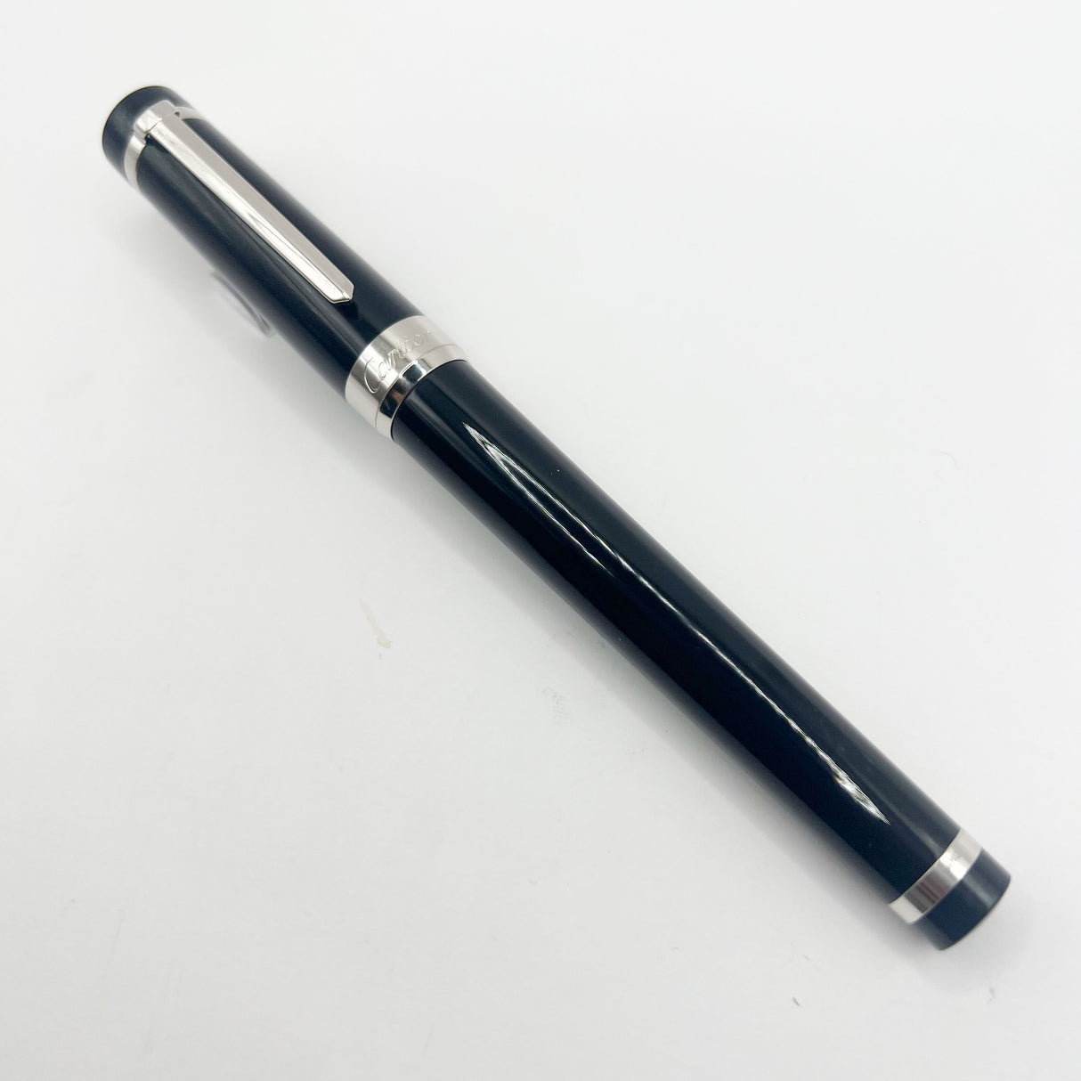 Cartier Pasha Black Resin & Platinum-Plated Trim Fountain Pen - Medium 18kt Gold Nib