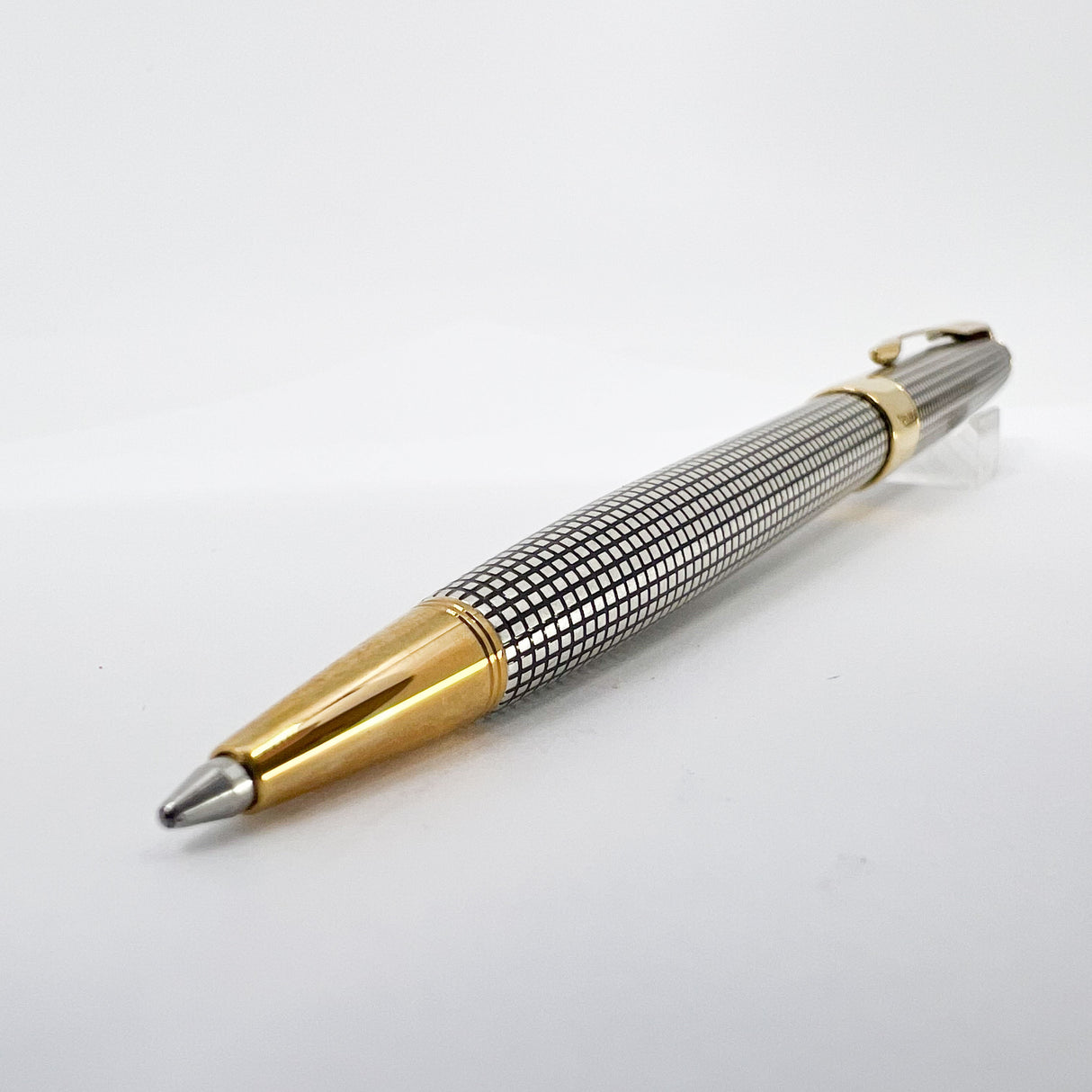 Parker Sonnet Sterling Silver Cisele Cross Hatch Design Ballpoint Pen - Circa 1995