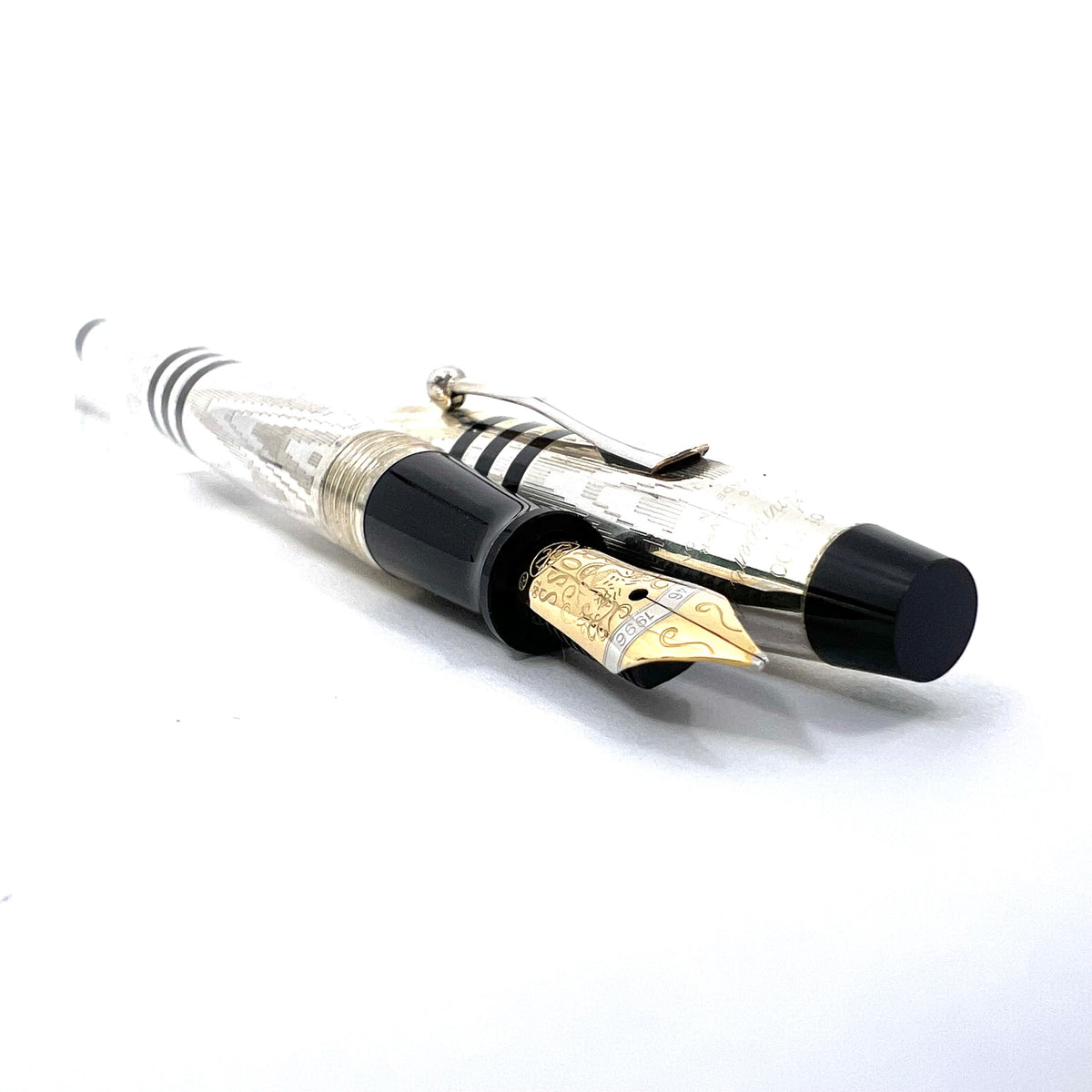 Cross 150th Anniversary Limited Edition Art Deco Sterling Silver Fountain Pen (1996) - Medium 18kt Gold Nib - MINT Condition with Complete Original Packaging