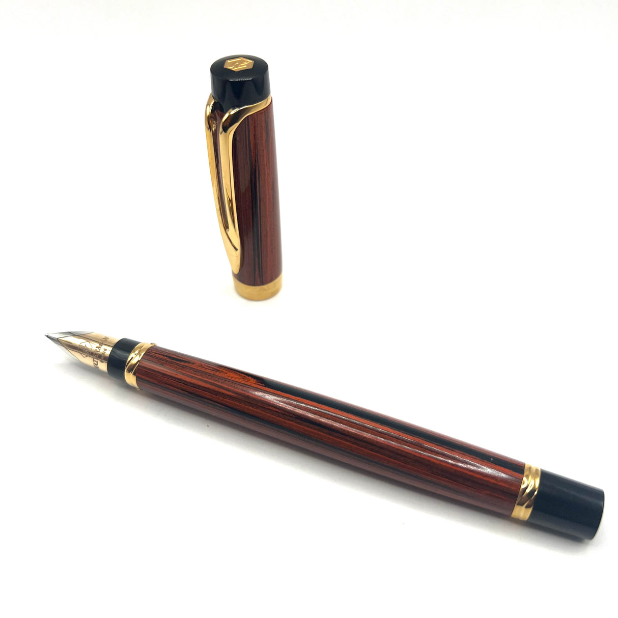 Waterman Liaison Black/Orange Woodgrain Fountain Pen- Medium 18kt Gold Nib