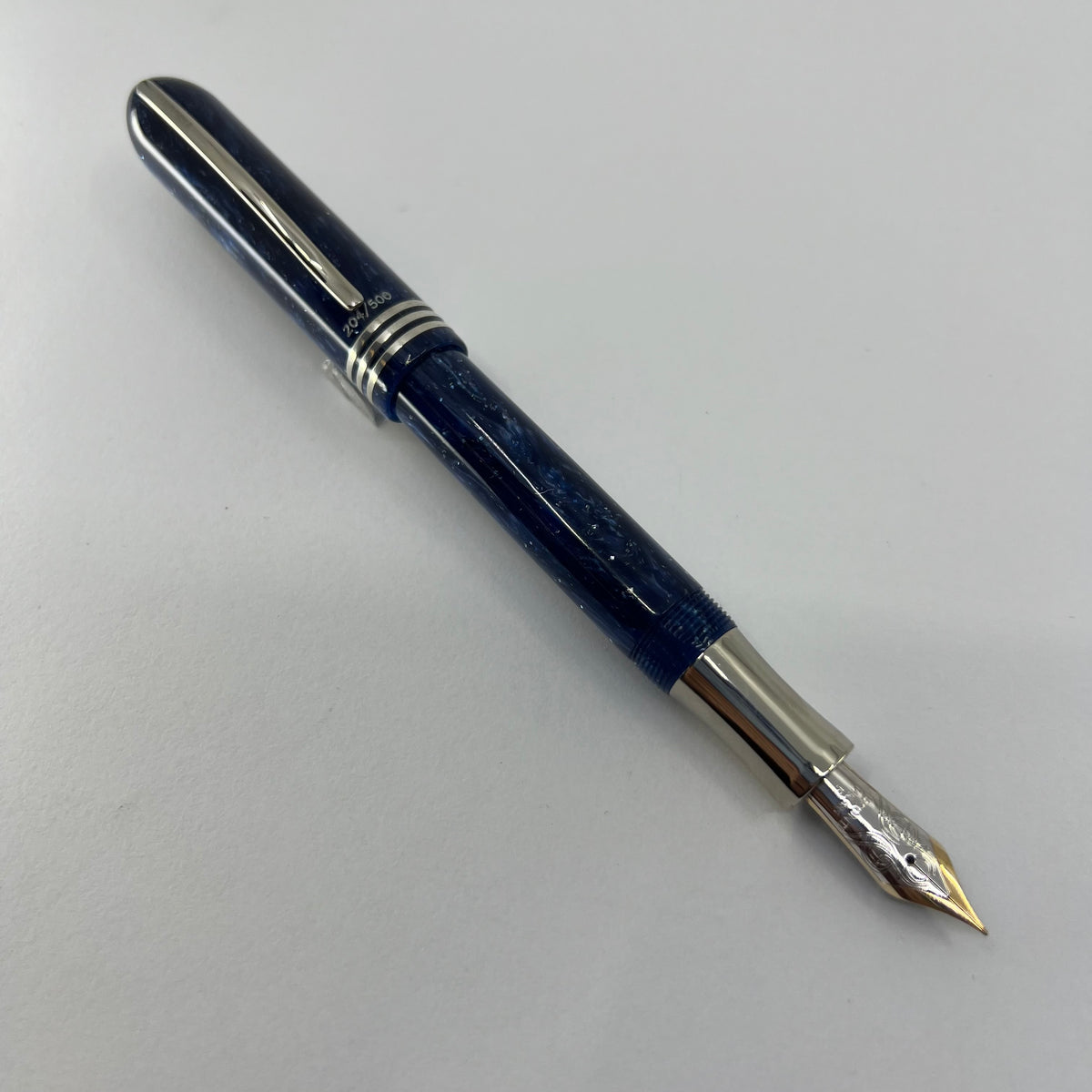 Visconti Amigdala "You & Me" Blue Marbled Limited Edition Fountain Pen - Fine 14kt Gold Nib