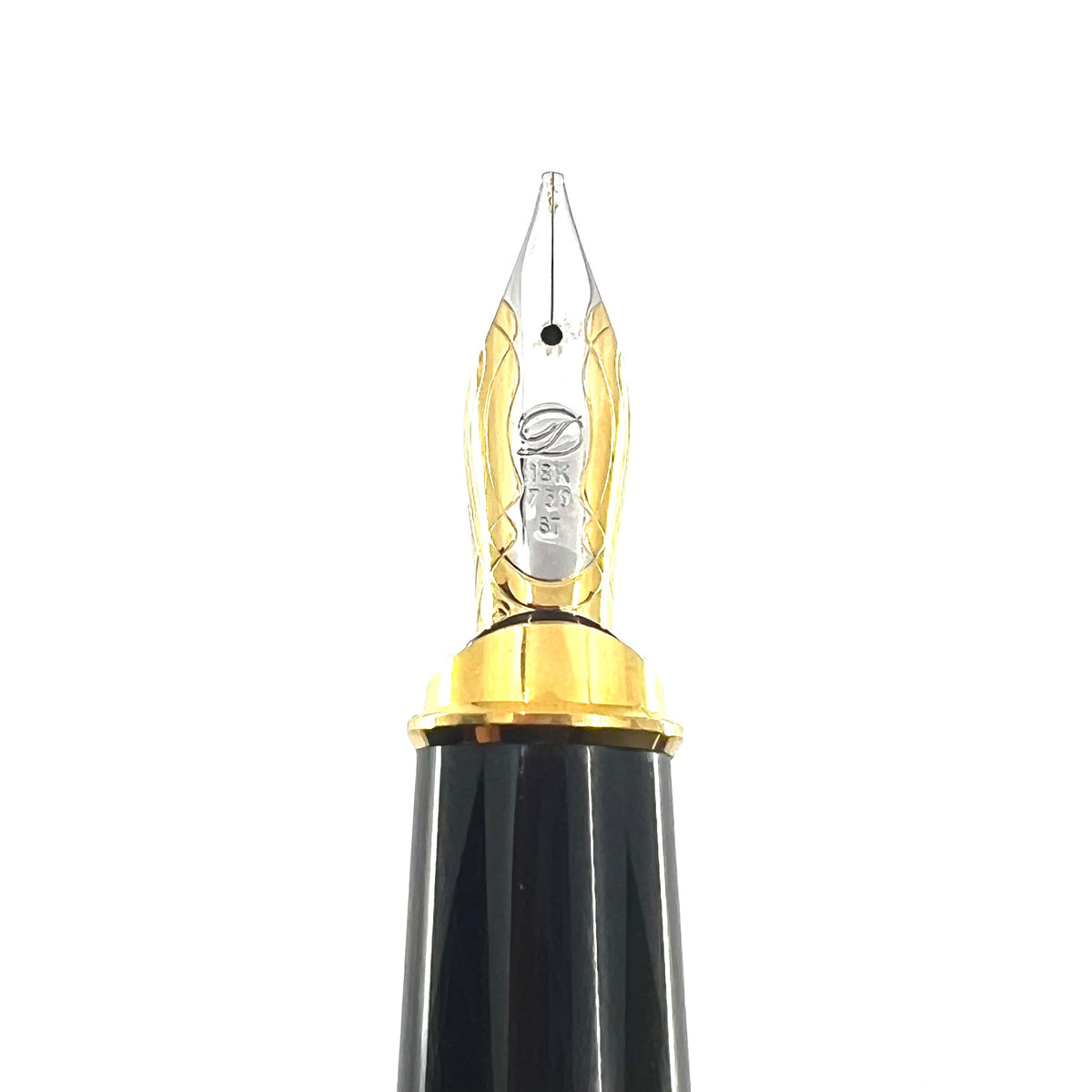 S. T. Dupont Largest Size Orpheo Black Laque de Chine Fountain Pen - Broad Stub 18kt Gold Nib