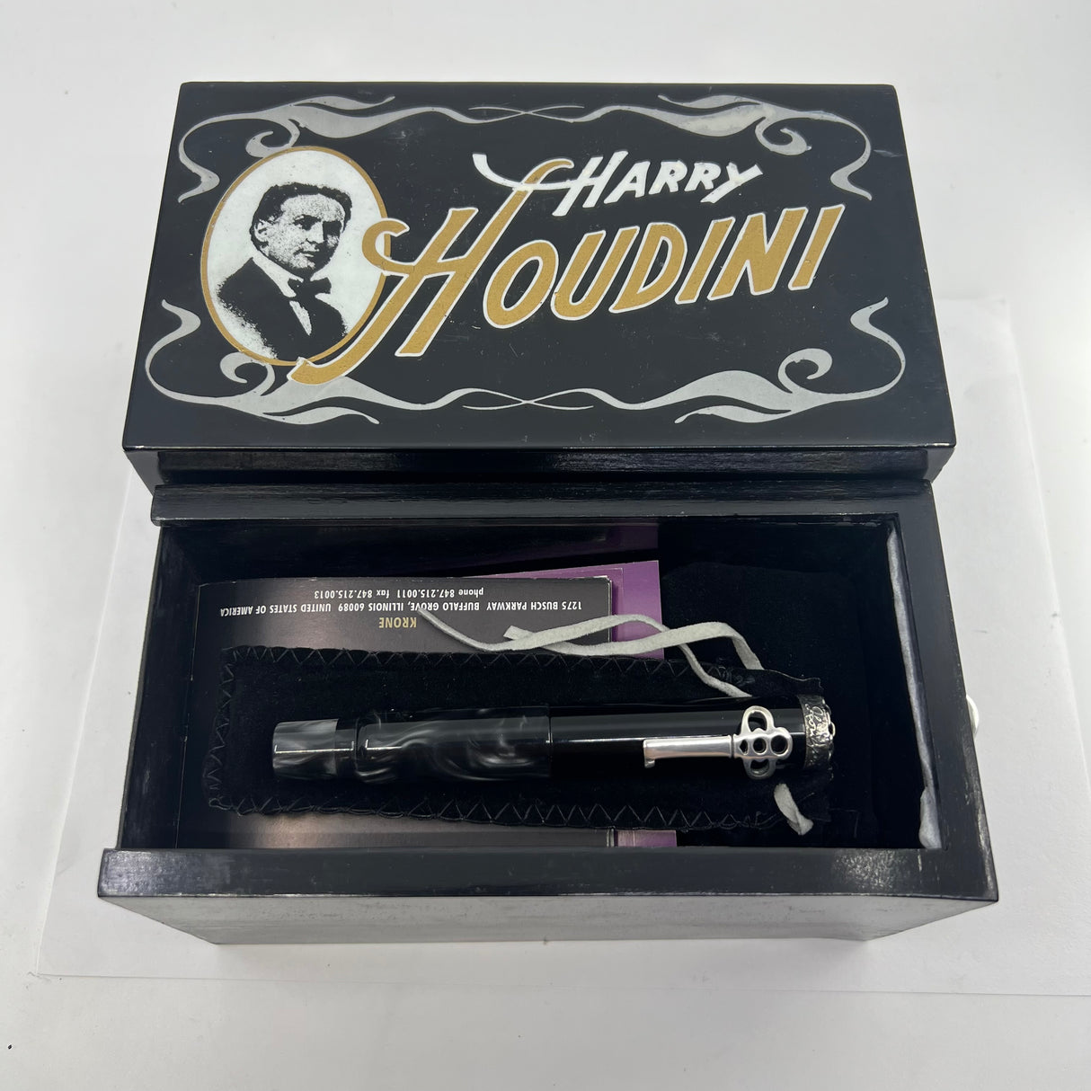 Krone Harry Houdini Limited Edition Fountain Pen - Medium 18kt Gold Nib - With Authenticated Original Key Used by Houdini!