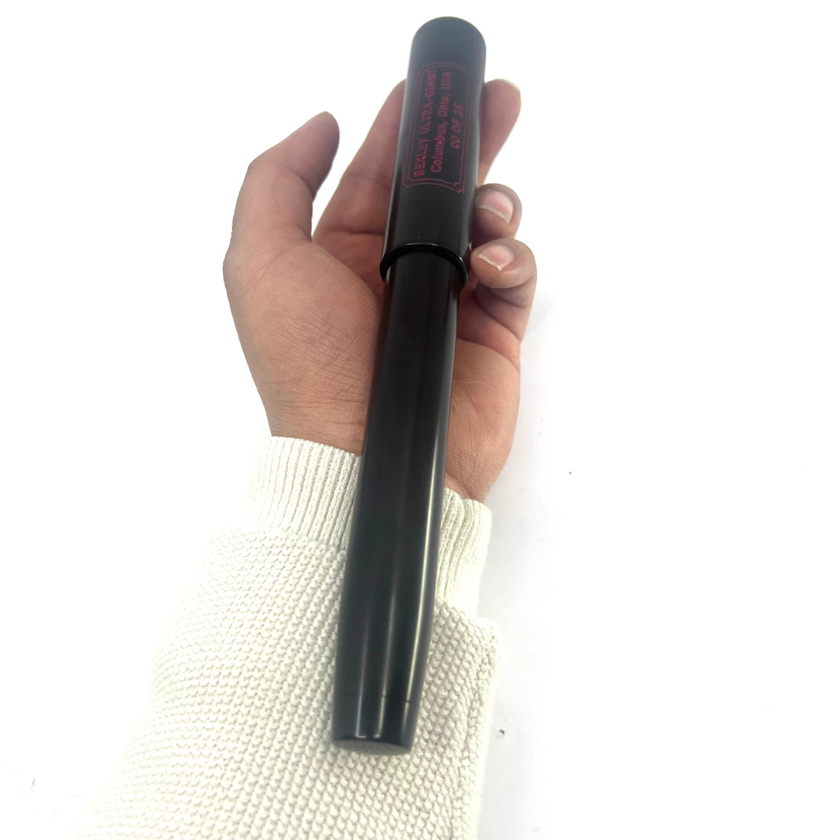 Bexley ULTRA GIANT Limited Edition Black Ebonite Fountain Pen with a Companion Orange Fountain Pen Hidden Inside - Oversized Medium 14kt Gold Nib - Number 00 of 25 that were sold to the Public