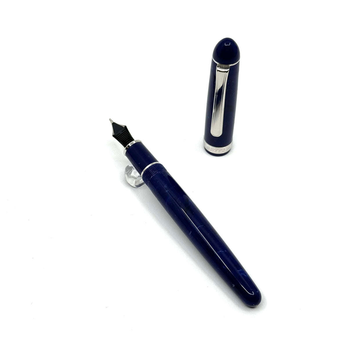 Platinum Pen Co. #3776 Celluloid Midnight Blue Ocean Fountain Pen - Broad 14kt Gold Nib