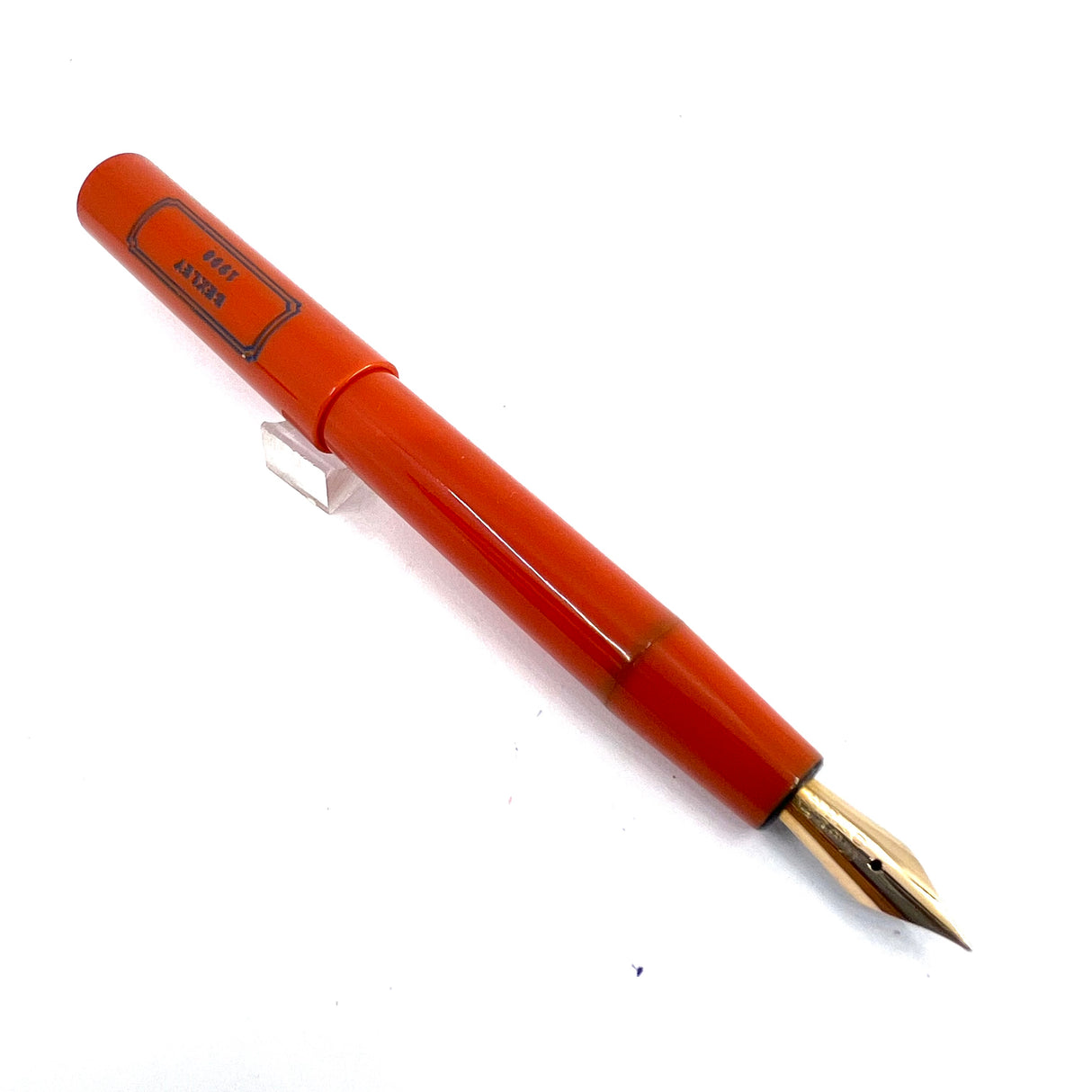 Bexley ULTRA GIANT Limited Edition Black Ebonite Fountain Pen with a Companion Orange Fountain Pen Hidden Inside - Oversized Medium 14kt Gold Nib - Number 00 of 25 that were sold to the Public