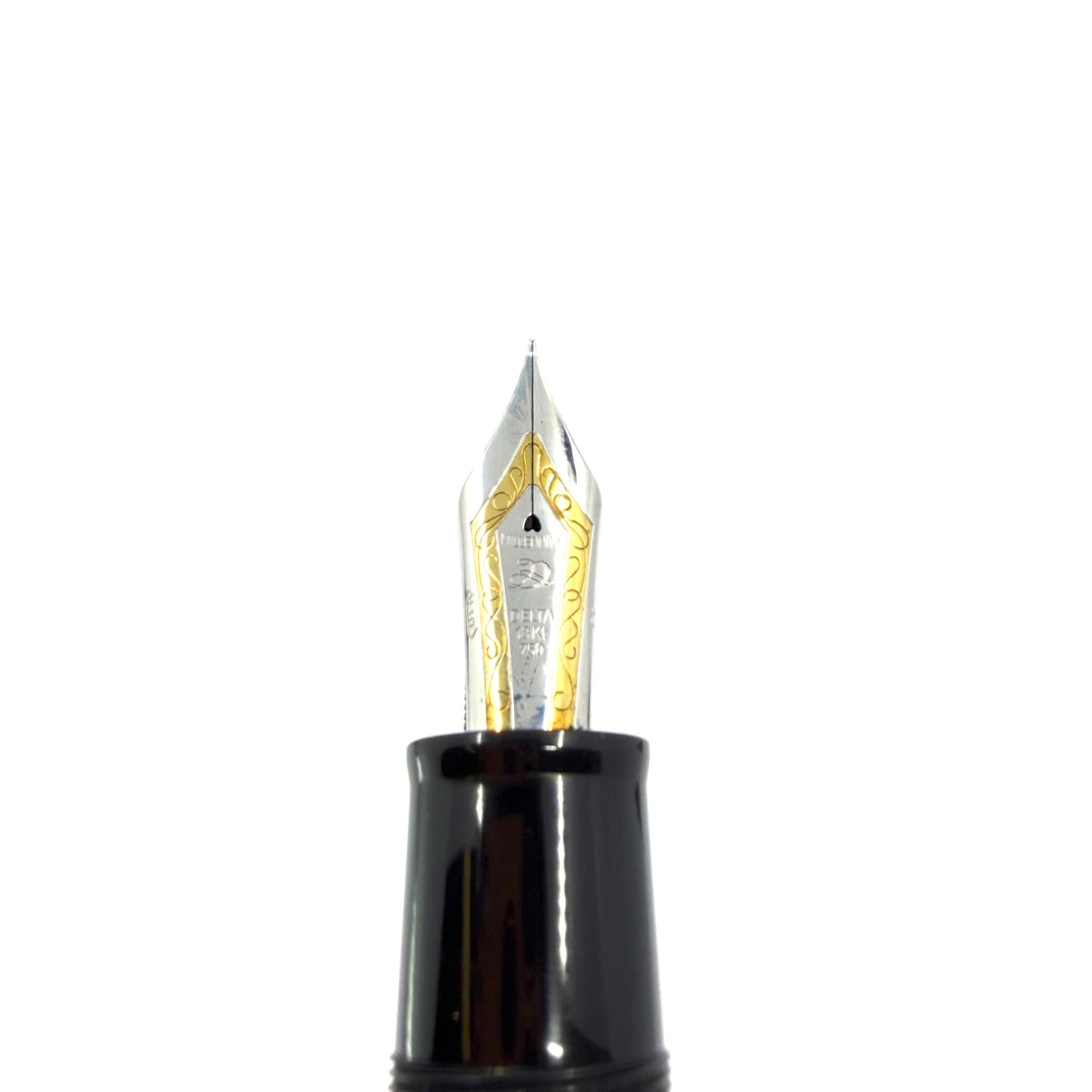 Delta - The Original Oversized DolceVita Sterling Silver Trim Fountain Pen - Extra Fine 18kt Gold Nib