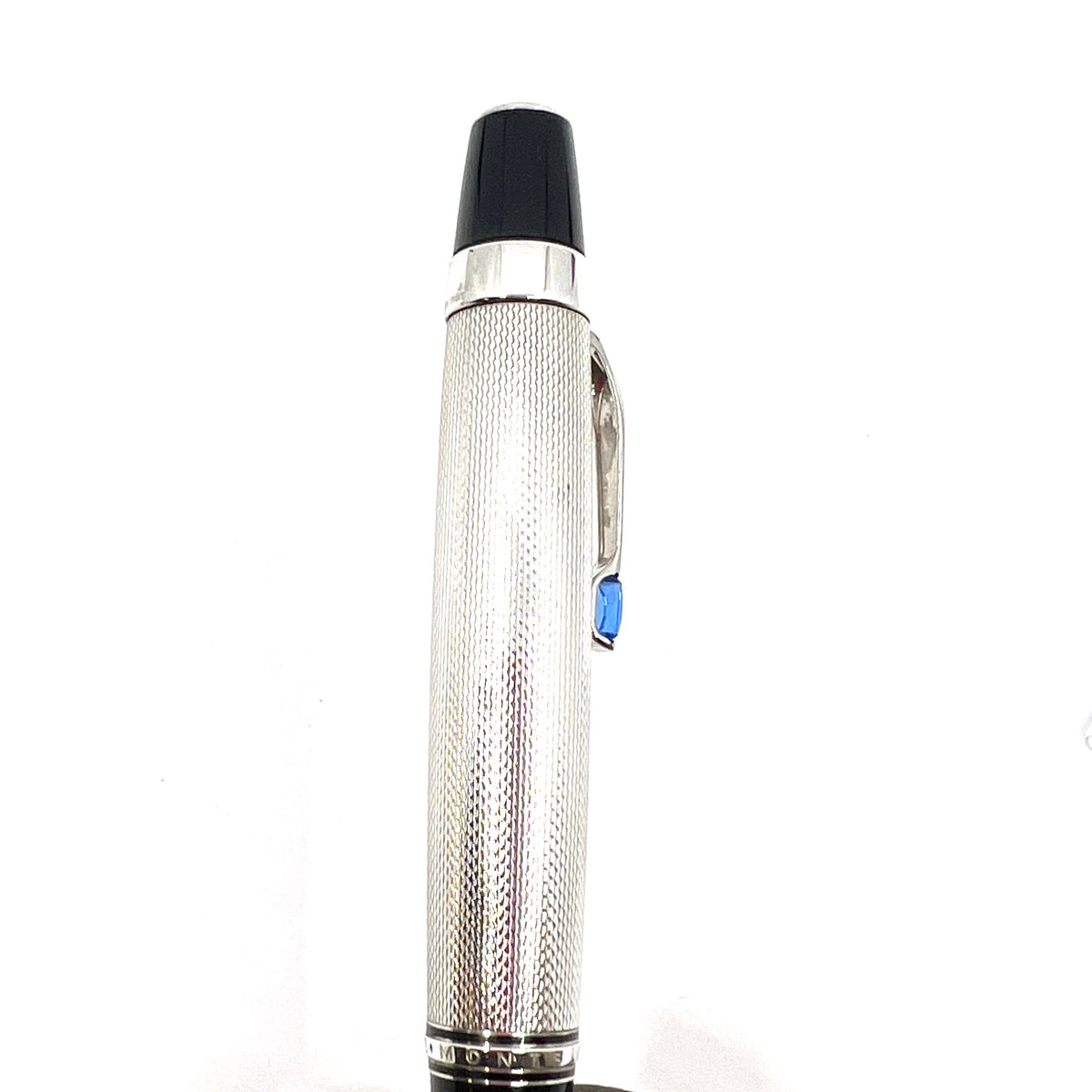 Montblanc Boheme Sterling Silver Barleycorn Ballpoint Pen - Blue Stone in Clip