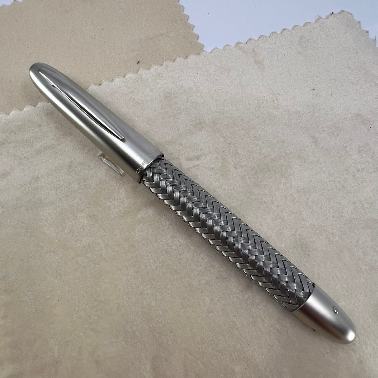 Porsche Design Tec Flex Woven Stainless Steel Barrel Fountain Pen - Fine 18 Kt Gold Nib