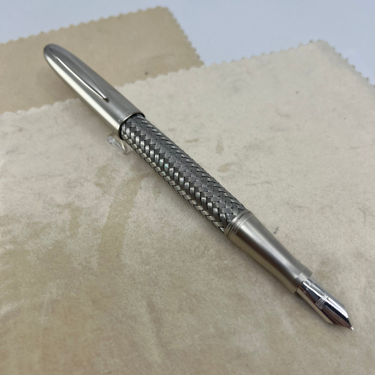 Porsche Design Tec Flex Woven Stainless Steel Barrel Fountain Pen - Fine 18 Kt Gold Nib