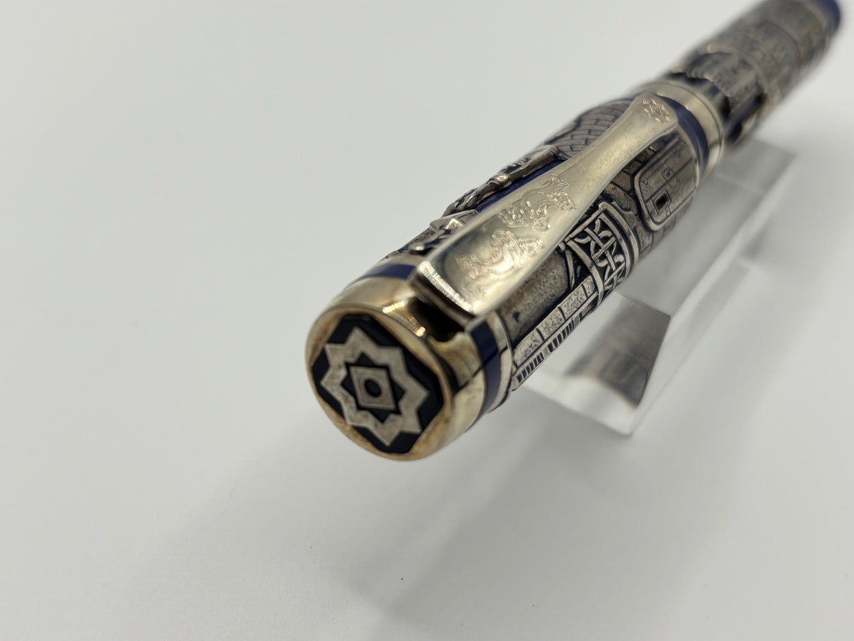 Montegrappa Heavy Sterling Silver over Celluloid Body Limited Edition Barbiere Di Siviglia (Barber of Seville) Rollerball Circa 2009