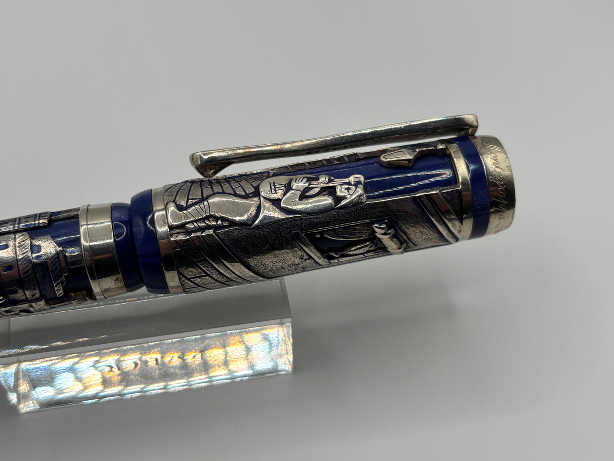 Montegrappa Heavy Sterling Silver over Celluloid Body Limited Edition Barbiere Di Siviglia (Barber of Seville) Rollerball Circa 2009