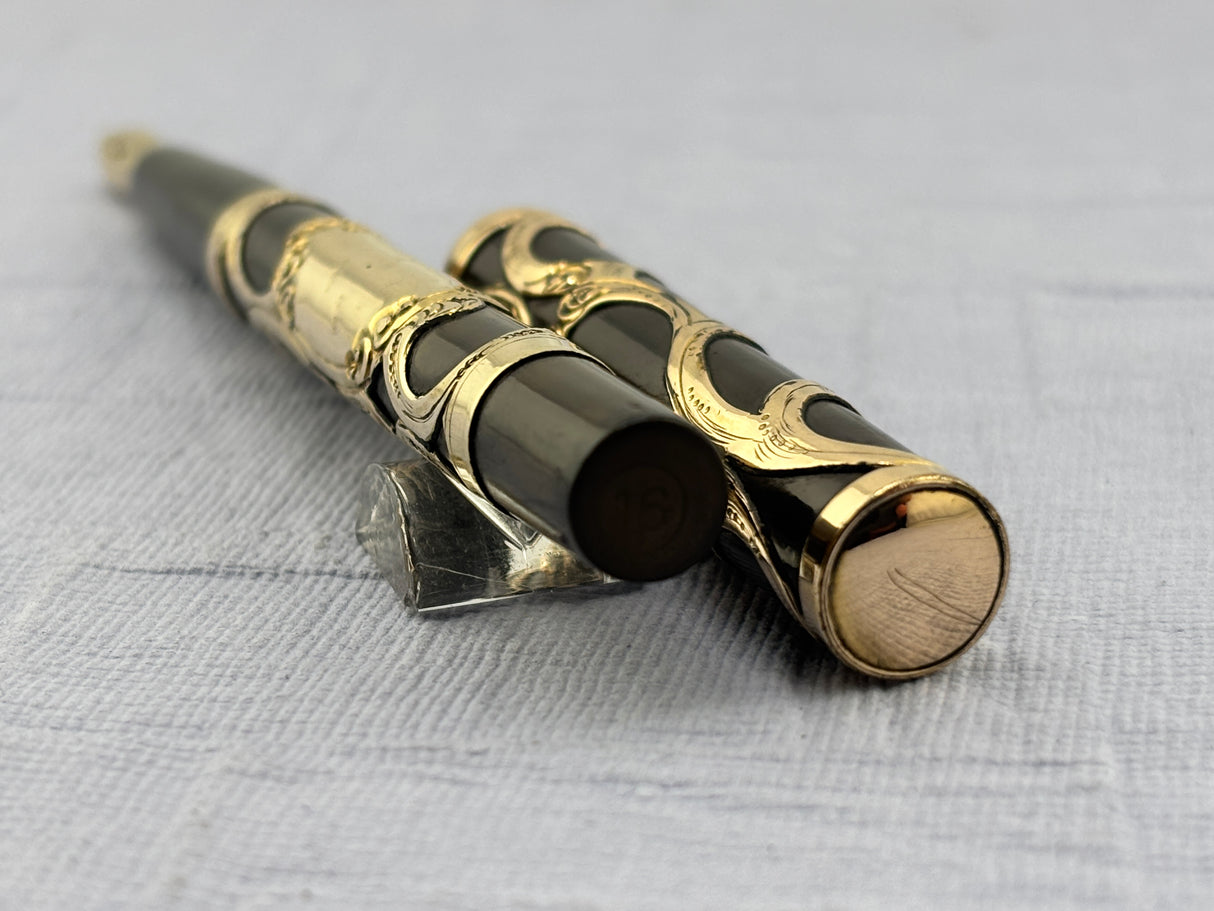 Parker Lucky Curve #16 Gold Filled Filigree Overlay Eyedropper Fountain Pen