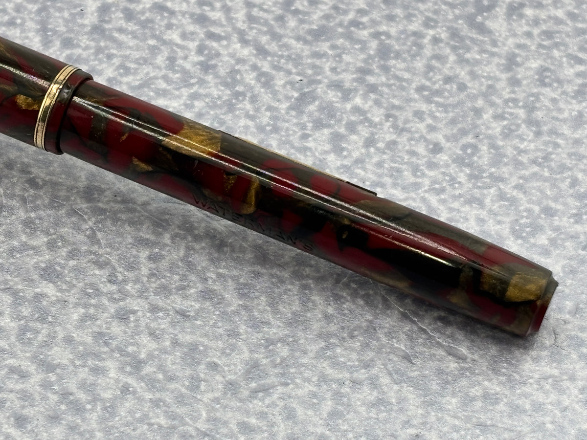 Waterman # 92 Red Wine & Gold Marble - Fountain Pen