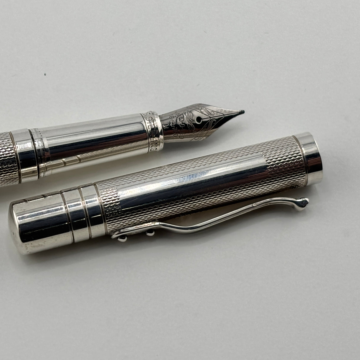Yard O Led Viceroy Standard Barley Sterling Silver .925 Fountain Pen - Medium 18kt Gold Nib