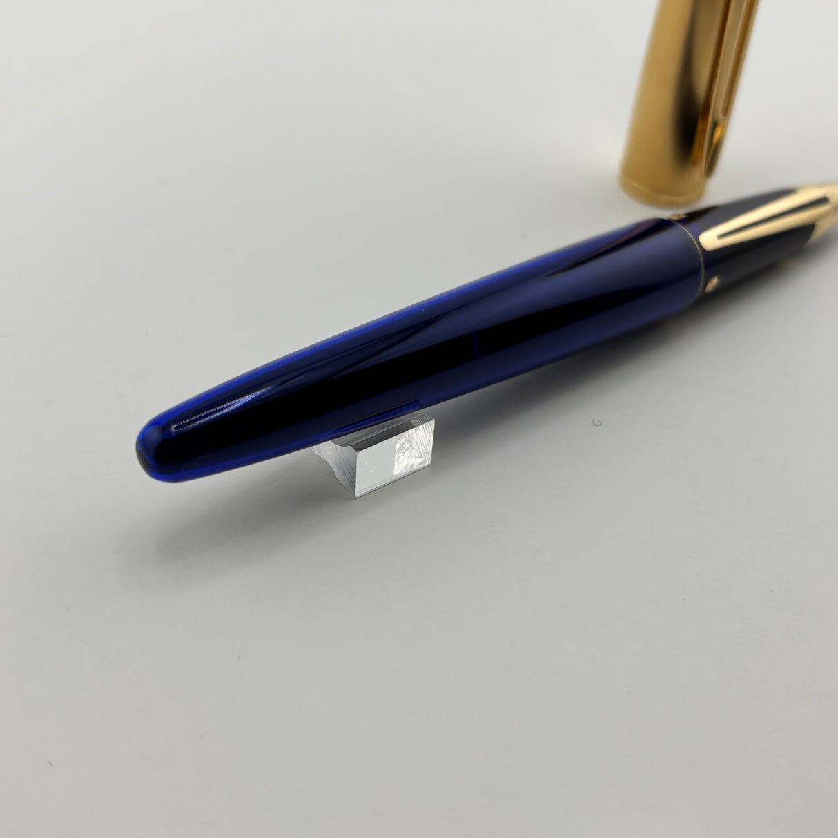 Waterman Edson Blue Translucent Fountain Pen - Medium 18 Kt Gold Nib