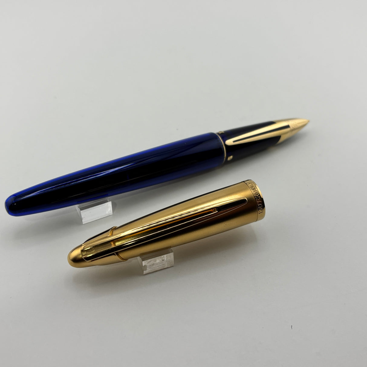 Waterman Edson Blue Translucent Fountain Pen - Medium 18 Kt Gold Nib