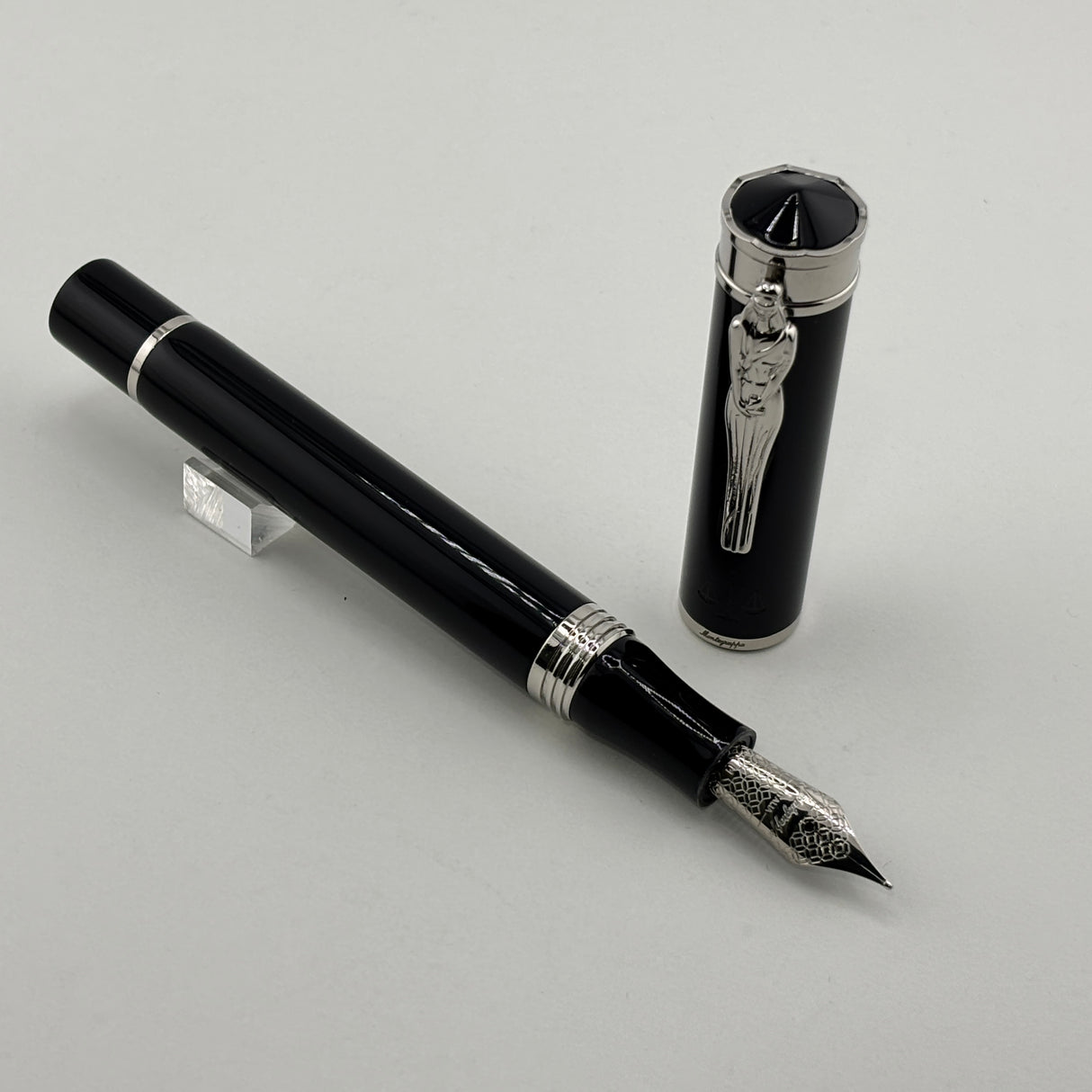 Montegrappa Ducale "Iustitia" Lady Justice Black Resin Fountain Pen - Medium Stainless Steel Nib