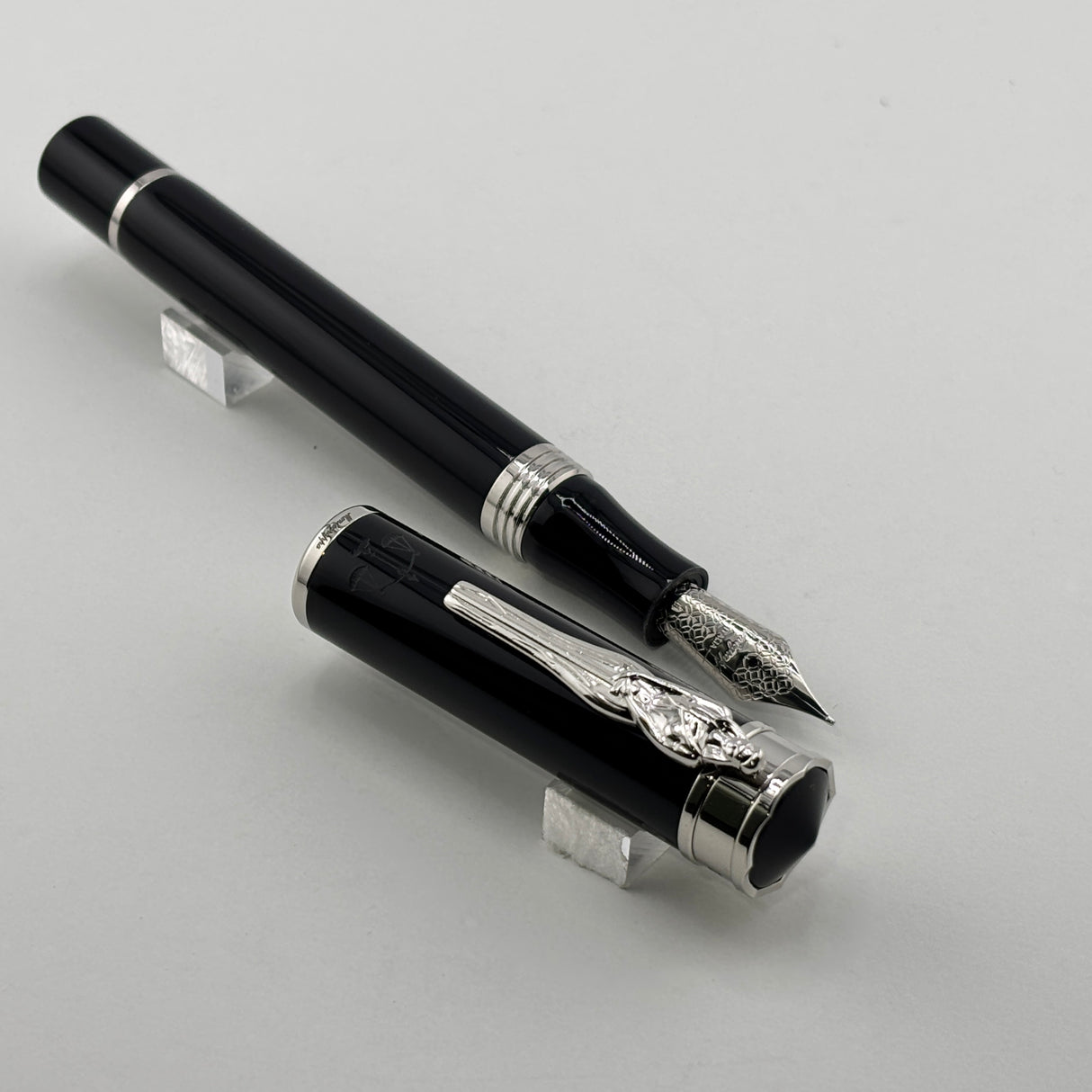 Montegrappa Ducale "Iustitia" Lady Justice Black Resin Fountain Pen - Medium Stainless Steel Nib