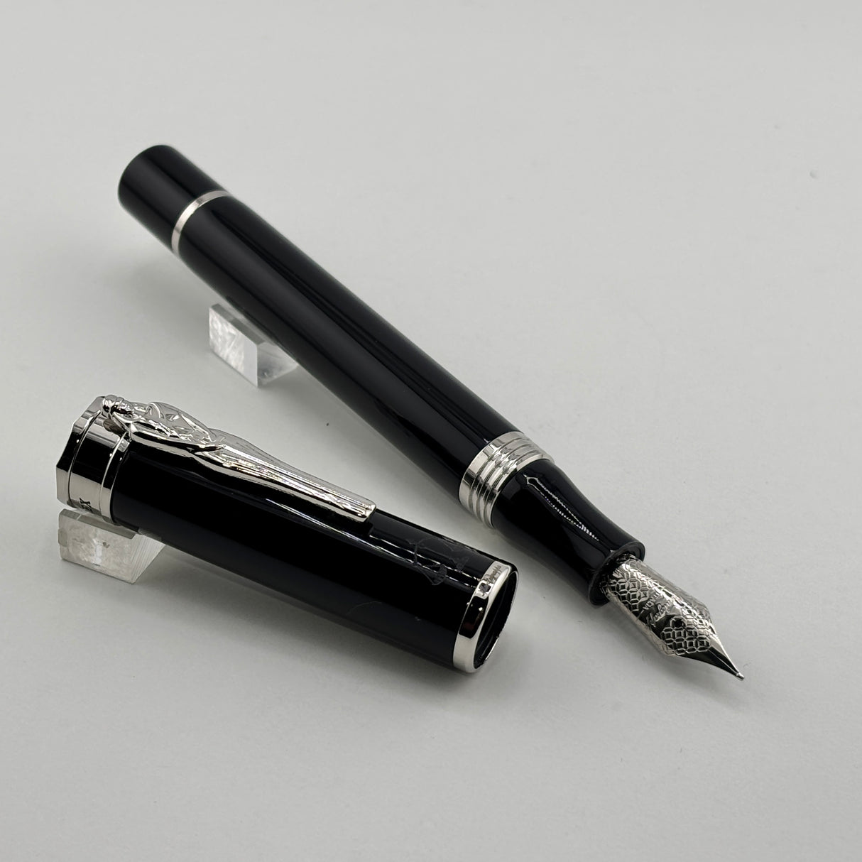 Montegrappa Ducale "Iustitia" Lady Justice Black Resin Fountain Pen - Medium Stainless Steel Nib