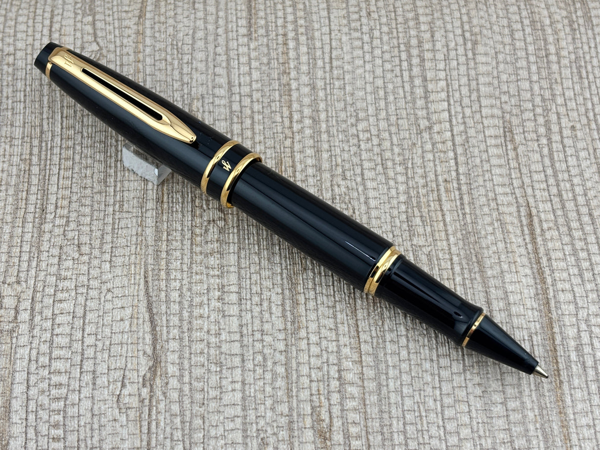 Waterman Expert Black Gold Trim - Rollerball Pen