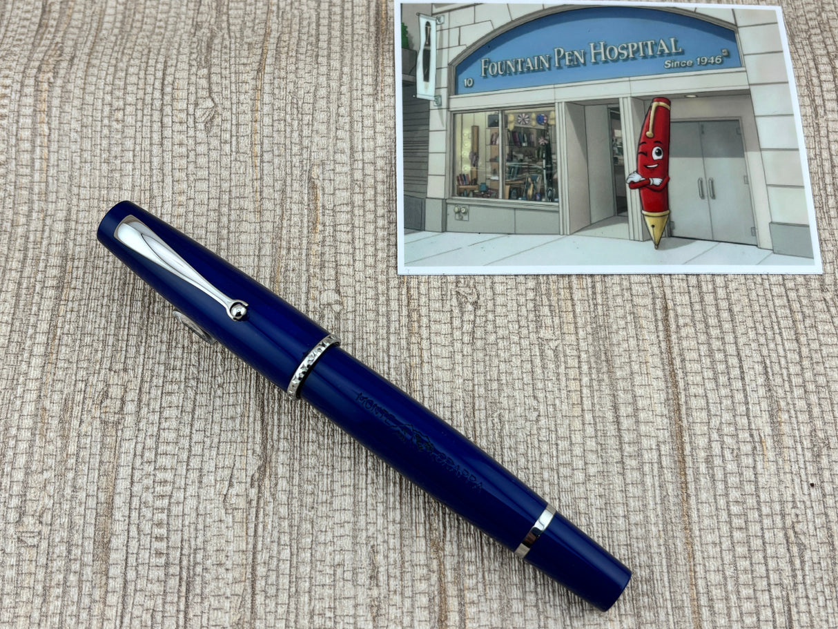 Montegrappa "Monte Grappa" Blue Gold Fountain Pen - Broad 14kt Gold Nib