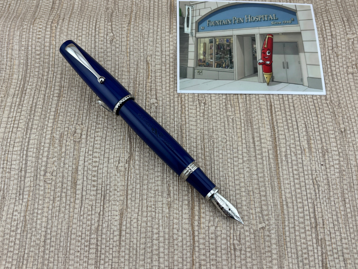 Montegrappa "Monte Grappa" Blue Gold Fountain Pen - Broad 14kt Gold Nib