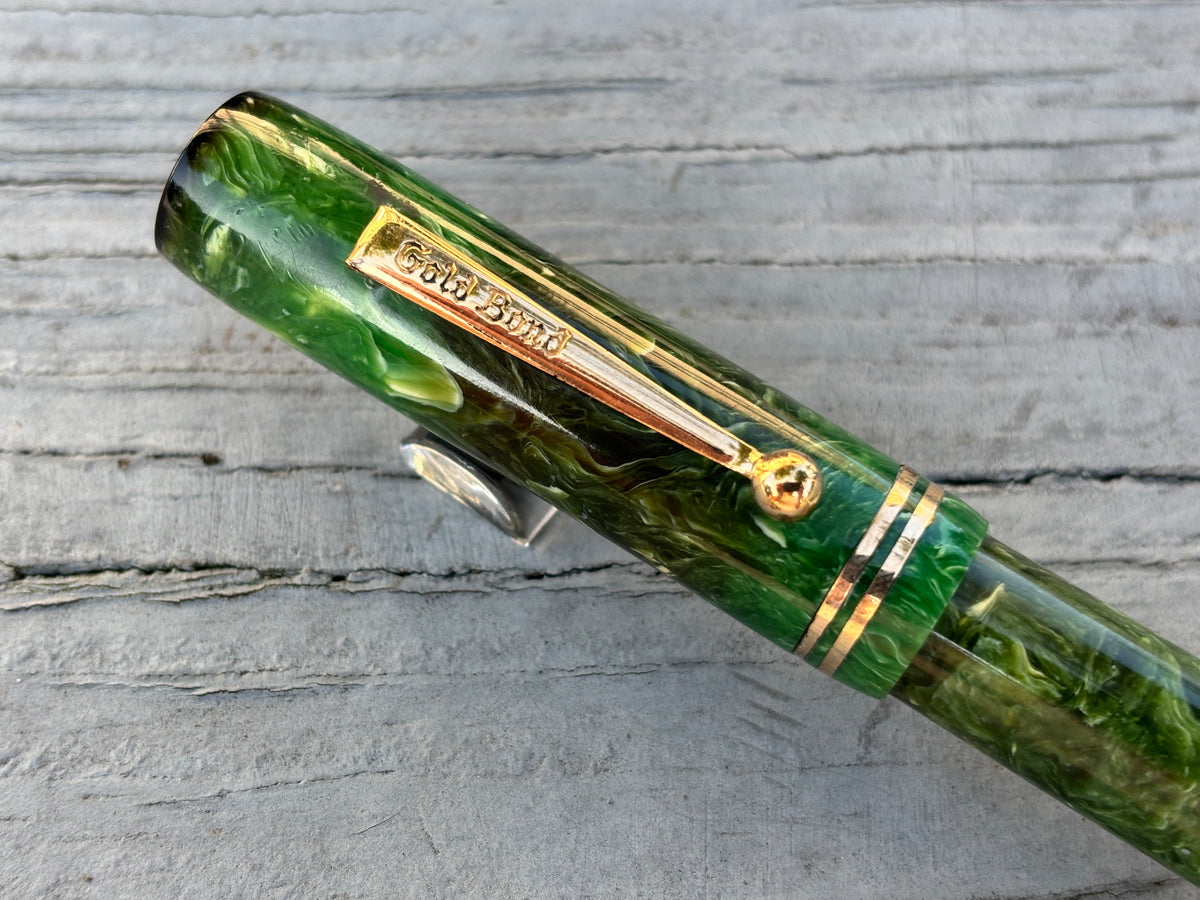 Gold Bond Green Jade Stonite - Fountain Pen