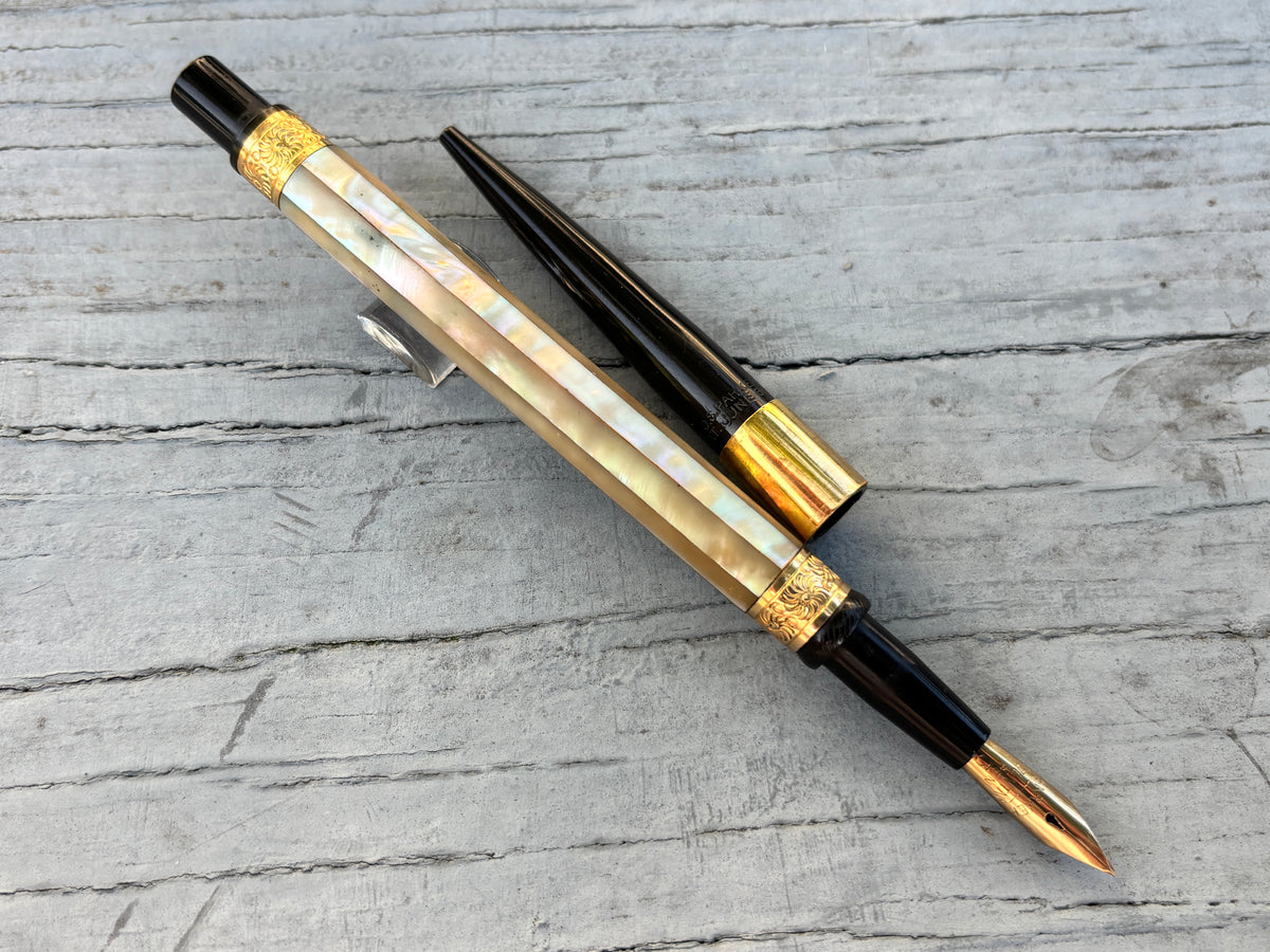 Parker # 12 Plain Slabs Pearl Taper Cap Circa 1900 - Fountain Pen
