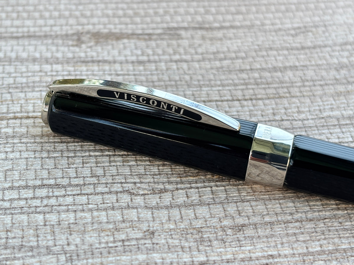 Visconti Opera Black Rhodium Trim Faceted Pen - Ballpoint Pen