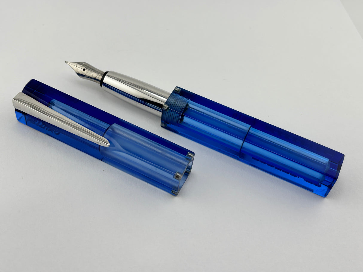 Nettuno Barracuda Blue Transparent Square Fountain Pen - Extremely Funky!