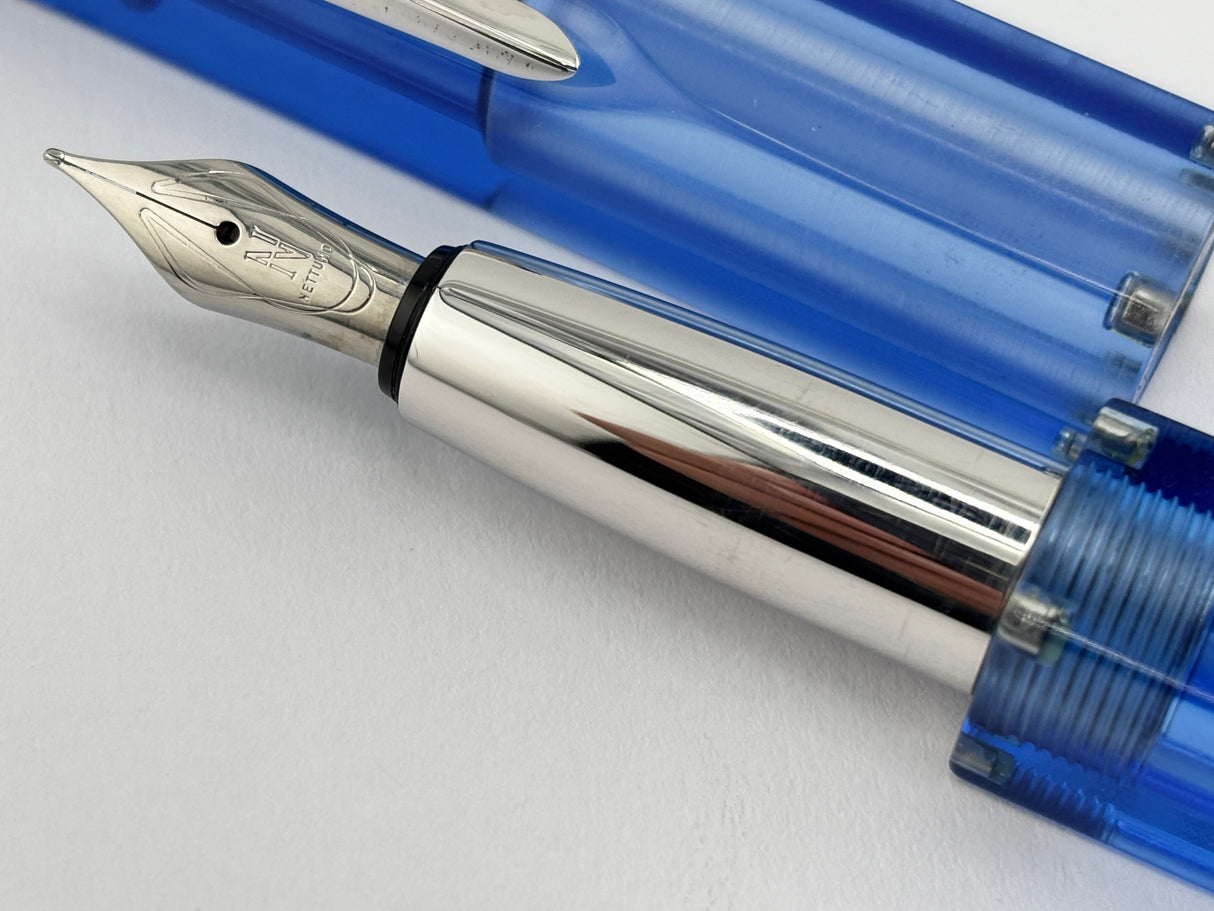 Nettuno Barracuda Blue Transparent Square Fountain Pen - Extremely Funky!