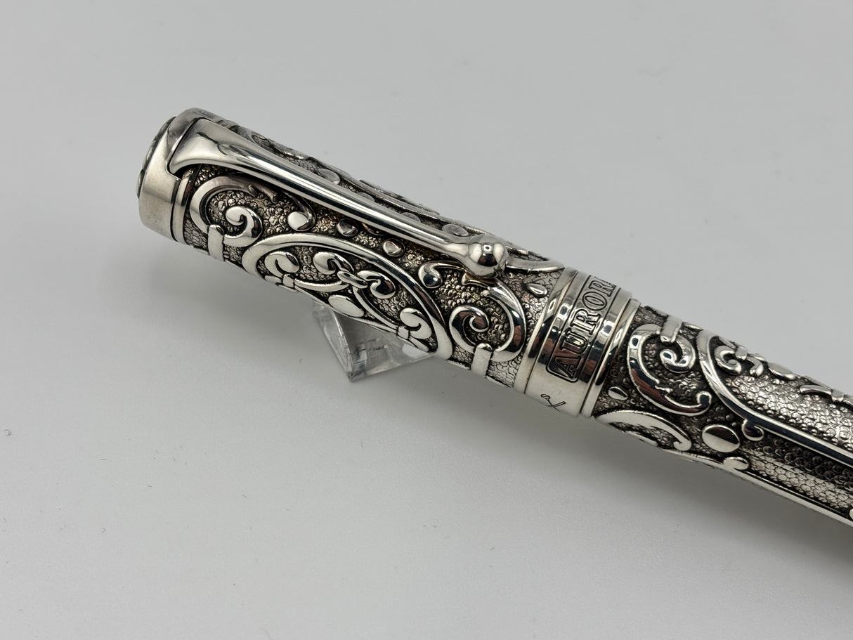 Aurora Benvenuto Cellini Sterling Silver Limited Edition Fountain Pen - Medium 18kt Gold Nib