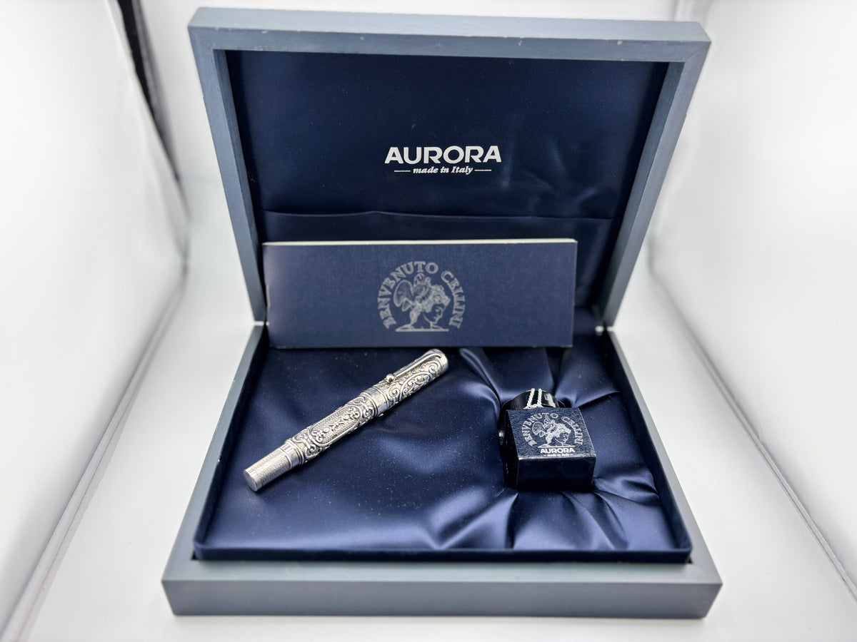 Aurora Benvenuto Cellini Sterling Silver Limited Edition Fountain Pen - Medium 18kt Gold Nib