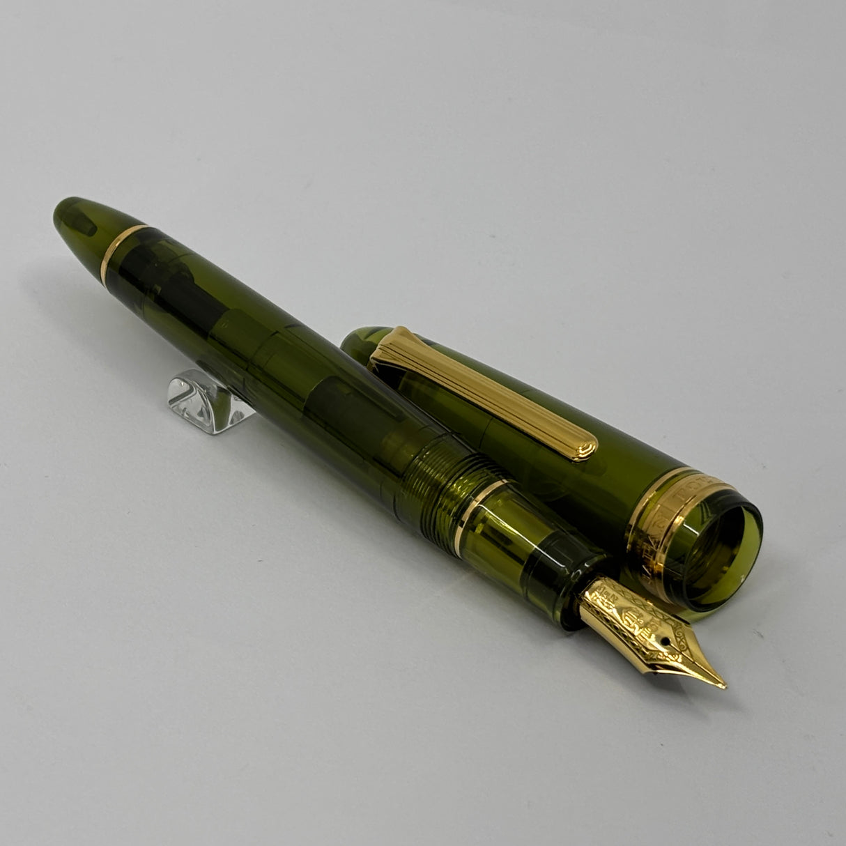 Sailor 1911 Large Kagero Green Transparent Fountain Pen - Broad 21kt Gold Nib