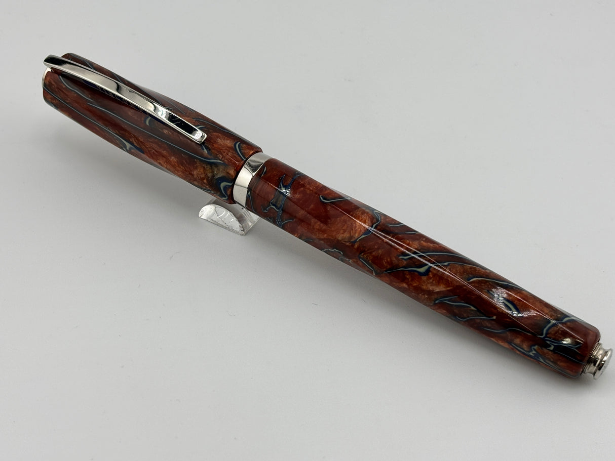Visconti Divina Desert Springs Largest Size Celluloid Spiral Fountain Pen - Flexible Broad 23K Palladium Nib