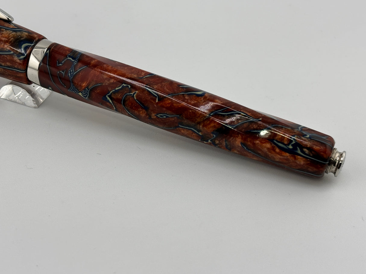 Visconti Divina Desert Springs Largest Size Celluloid Spiral Fountain Pen - Flexible Broad 23K Palladium Nib