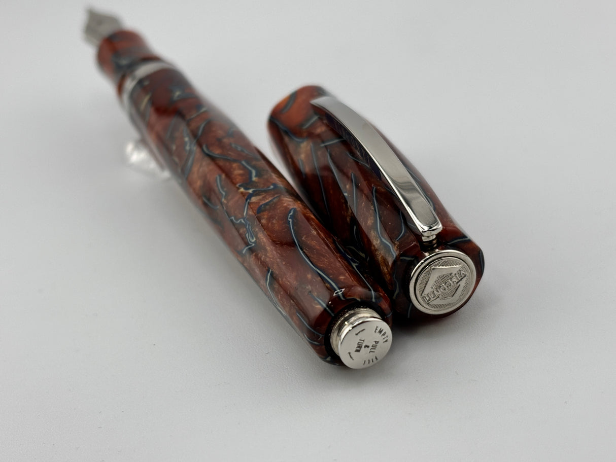 Visconti Divina Desert Springs Largest Size Celluloid Spiral Fountain Pen - Flexible Broad 23K Palladium Nib