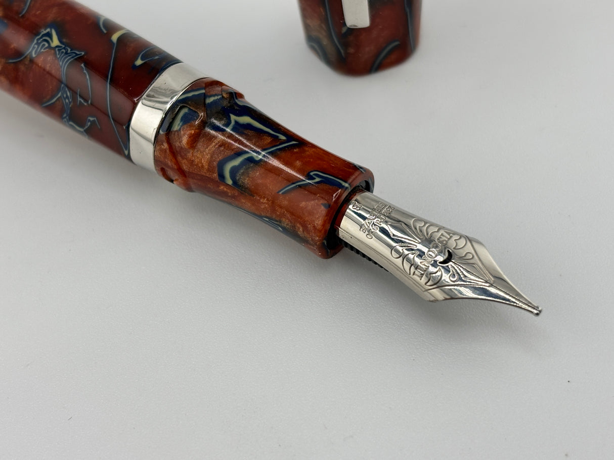 Visconti Divina Desert Springs Largest Size Celluloid Spiral Fountain Pen - Flexible Broad 23K Palladium Nib