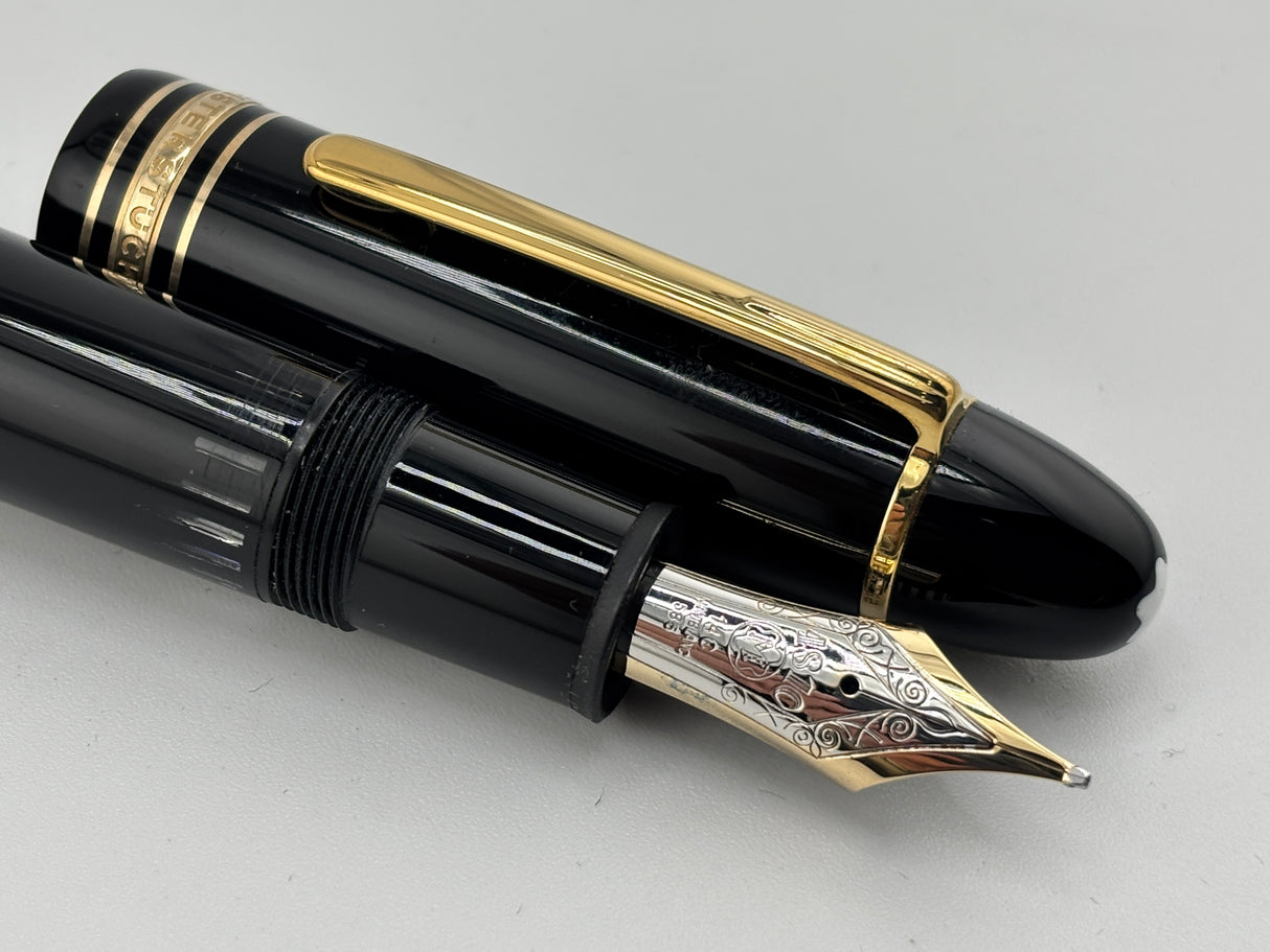 Montblanc Meisterstuck #149 (Largest) Black Resin Fountain Pen - Ultra-Flexible Medium 14C Gold Nib from Factory !!