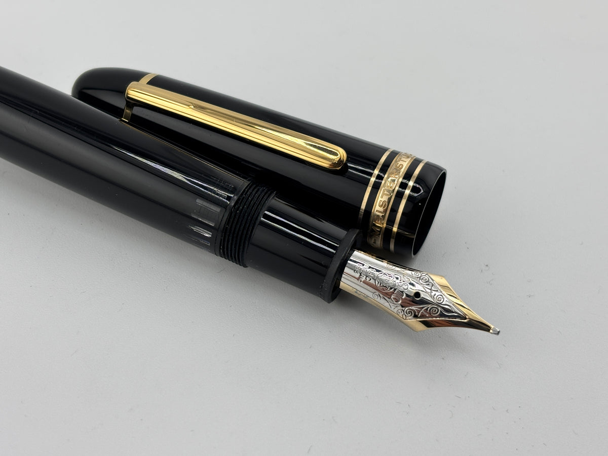 Montblanc Meisterstuck #149 (Largest) Black Resin Fountain Pen - Ultra-Flexible Medium 14C Gold Nib from Factory !!