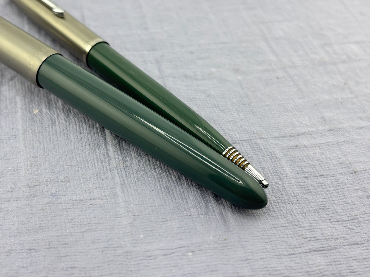 Parker 51 Set Grey Steel Cap Aerometric - Fountain Pen and pencil